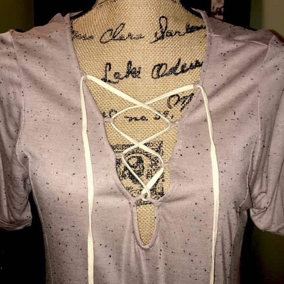 NWT Blush Noir Speckled MIDI Dress w/Lace-Up Front - Picture 3 of 5